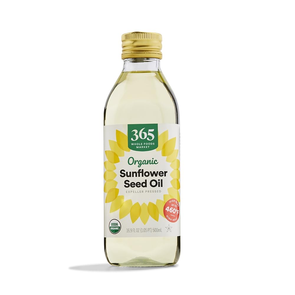 365 by Whole Foods Market Organic Sunflower Seed Oil bottle for everyday cooking.