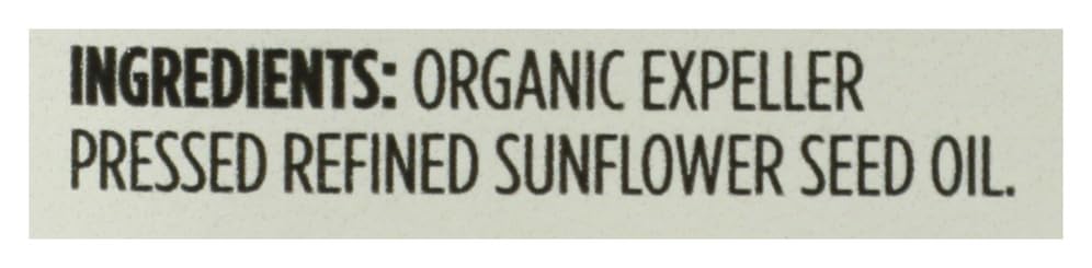 365 by Whole Foods Market Organic Sunflower Seed Oil bottle showing organic and Non-GMO certification.