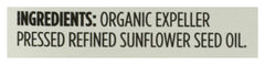 365 by Whole Foods Market Organic Sunflower Seed Oil bottle showing organic and Non-GMO certification.