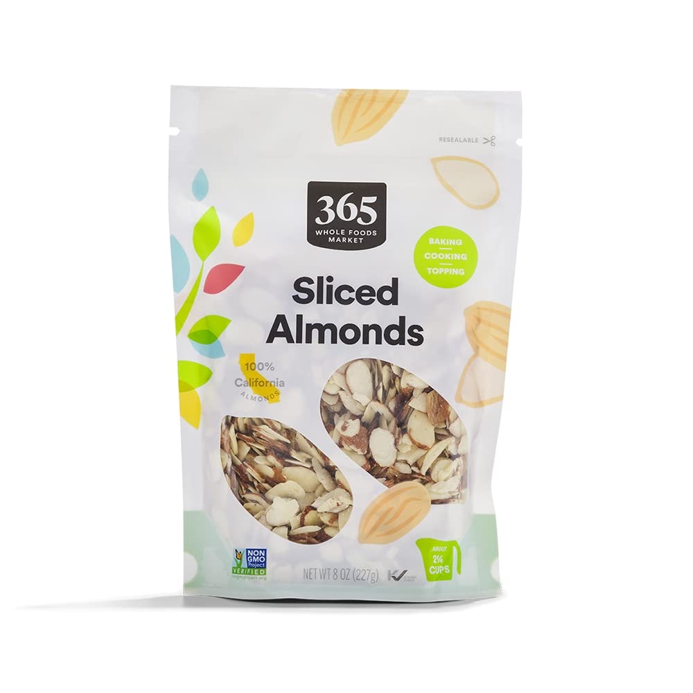 365 by Whole Foods Market sliced almonds in an 8-ounce bag, ideal for baking
