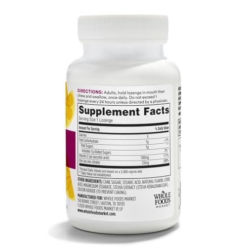 Vitamin C enriched zinc lozenges packaging from 365 by Whole Foods Market