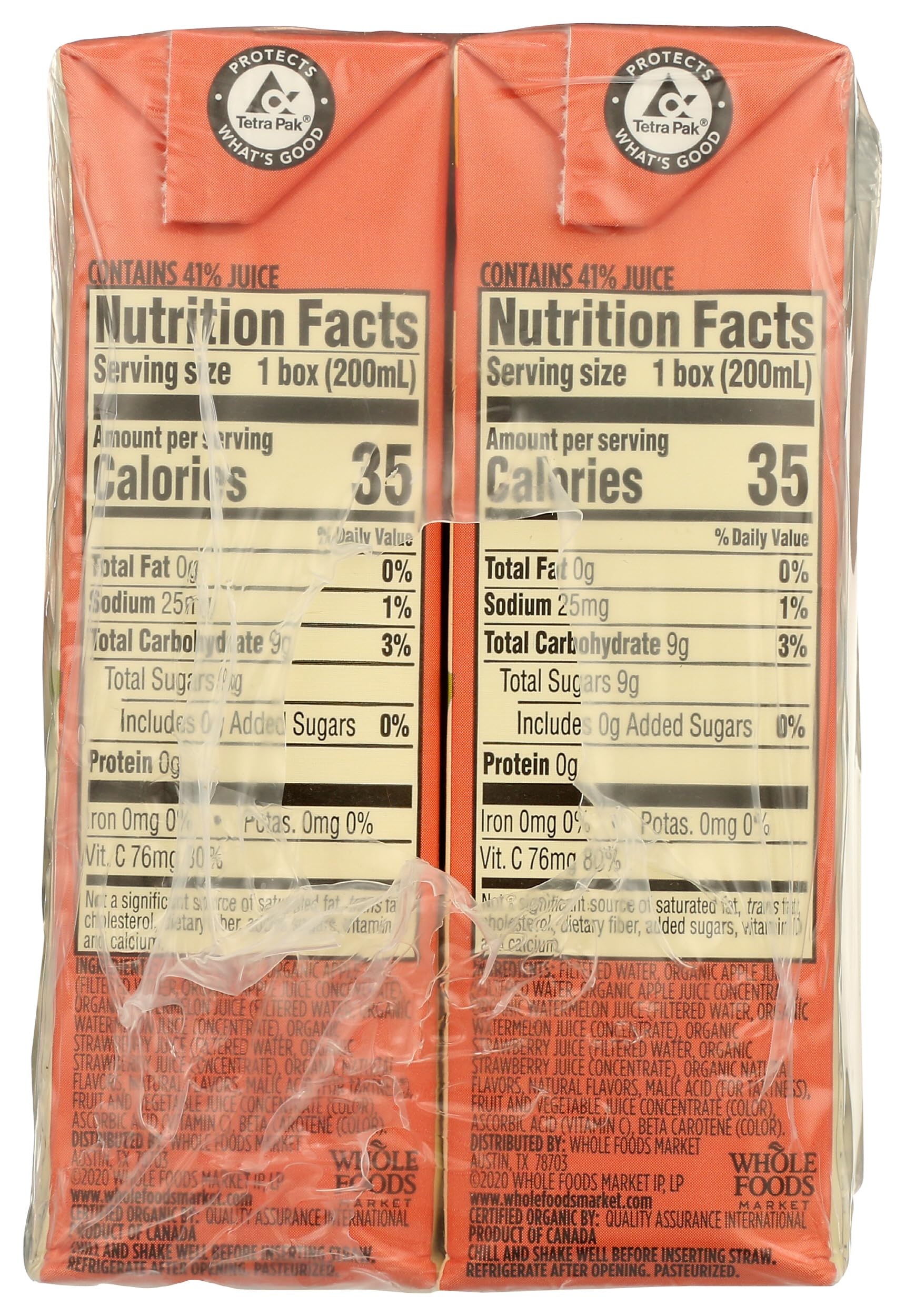 365 by Whole Foods Market juice box side view, easy grab-and-go snack.