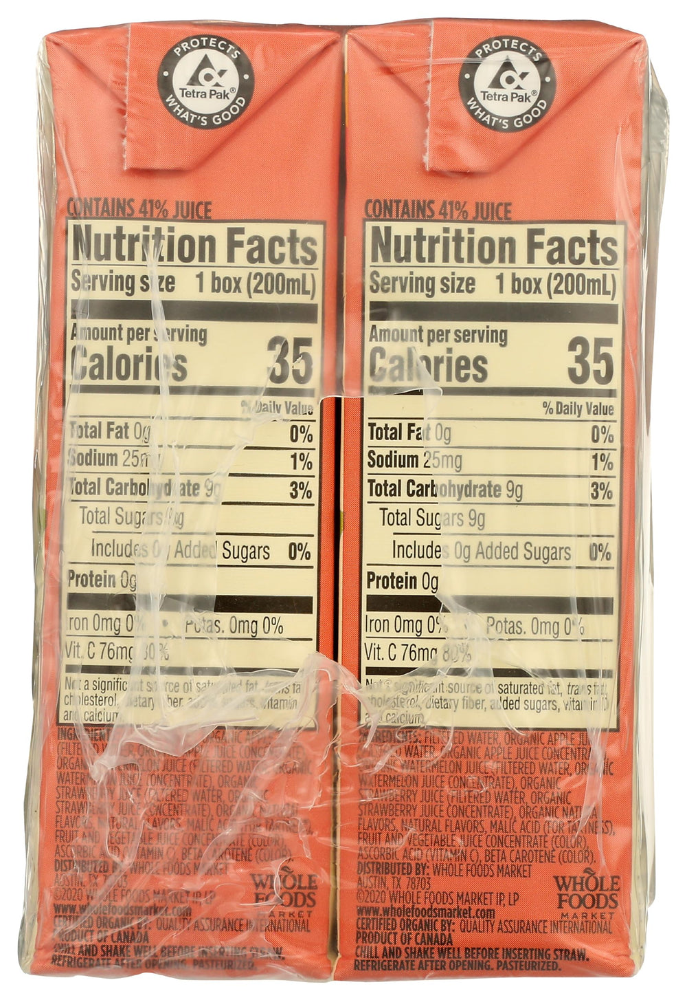 365 by Whole Foods Market juice box side view, easy grab-and-go snack.