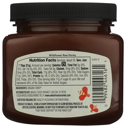 365 by Whole Foods Market organic raw wildflower honey jar ideal for everyday drizzle and baking