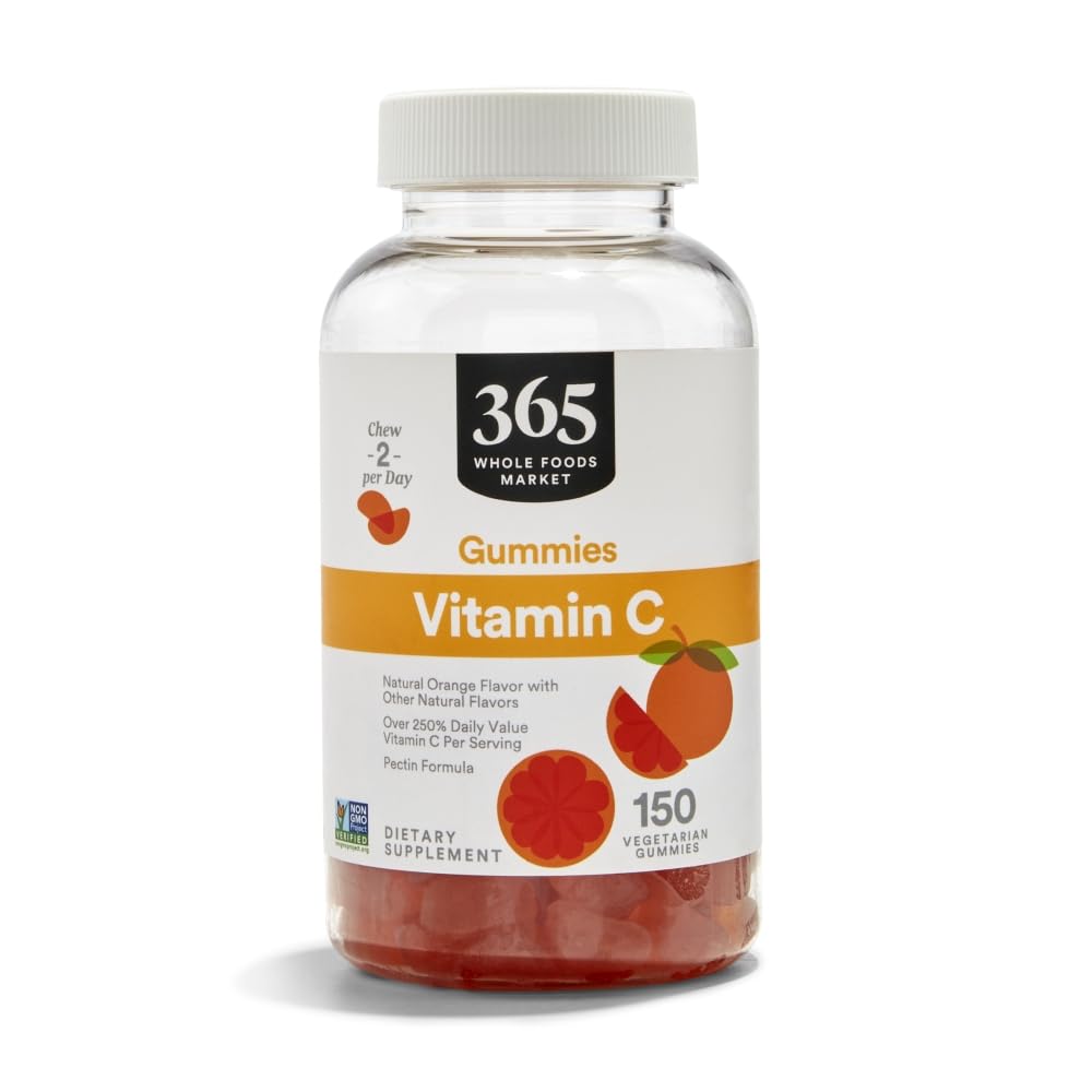 365 by Whole Foods Market citrus vitamin C gummies bottle, ideal for easy daily consumption.