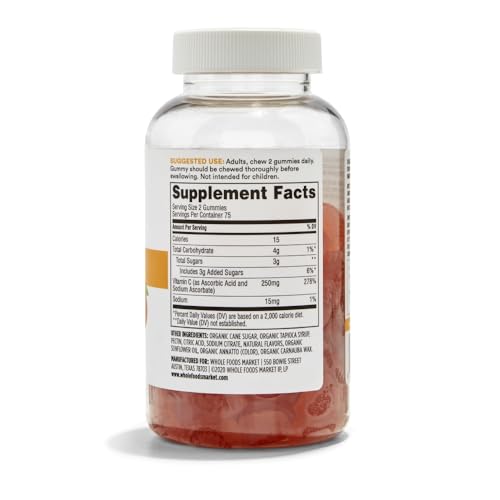 365 by Whole Foods Market citrus vitamin C gummies pour, ready for a quick daily routine.