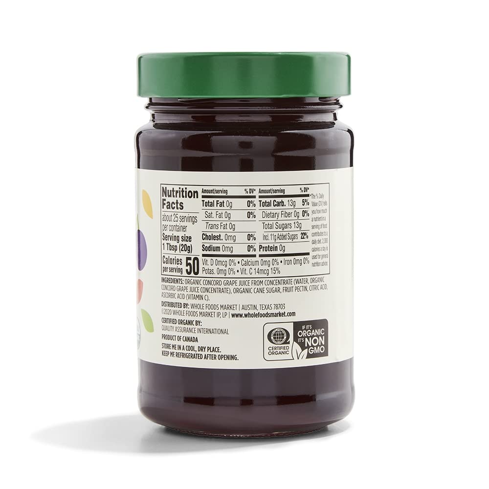 365 Concord grape jelly jar on baking setup with a glaze-ready appearance