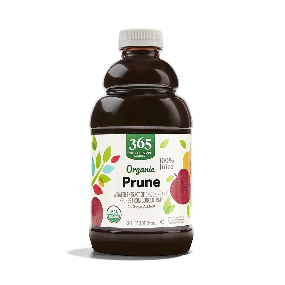 365 by Whole Foods Market prune juice bottle front, organic and no sugar added