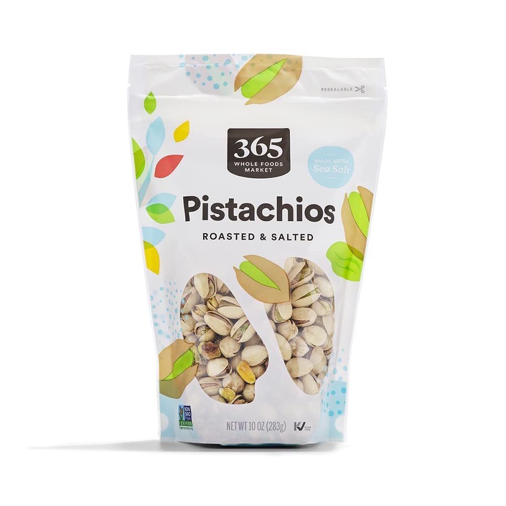 365 by Whole Foods Market roasted pistachios in a bag, ideal protein-rich snack