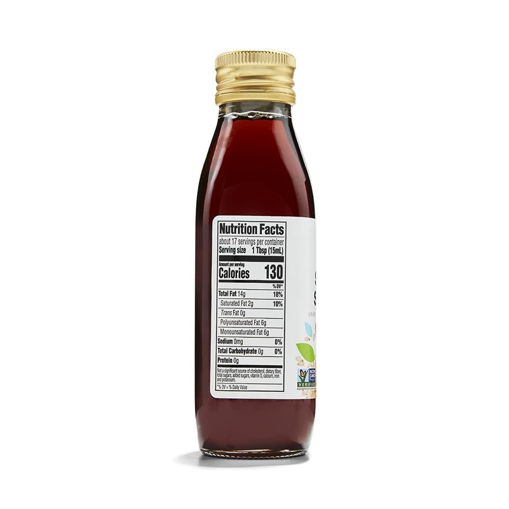 365 Toasted Sesame Oil label close-up highlighting premium roasted seeds