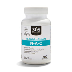 365 by Whole Foods Market NAC 500mg bottle front view supports daily wellness.