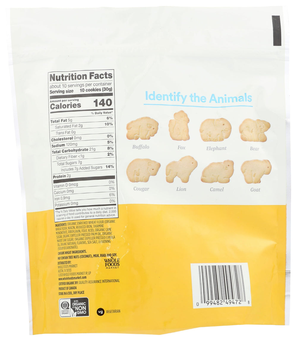 Close-up of 365 by Whole Foods Market vanilla animal cookie showing real vanilla flavor