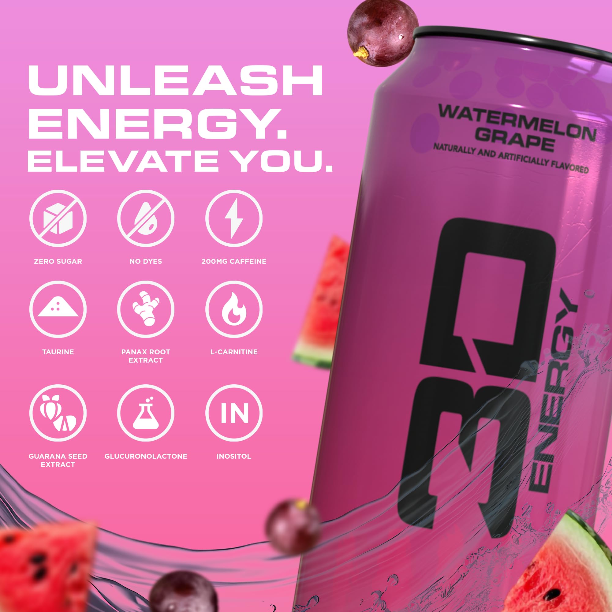 3D Energy Watermelon Grape nutrition panel hints at ingredients and sugar-free profile