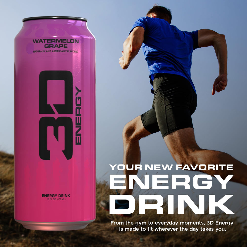 3D Energy Watermelon Grape open can ready for a quick lift