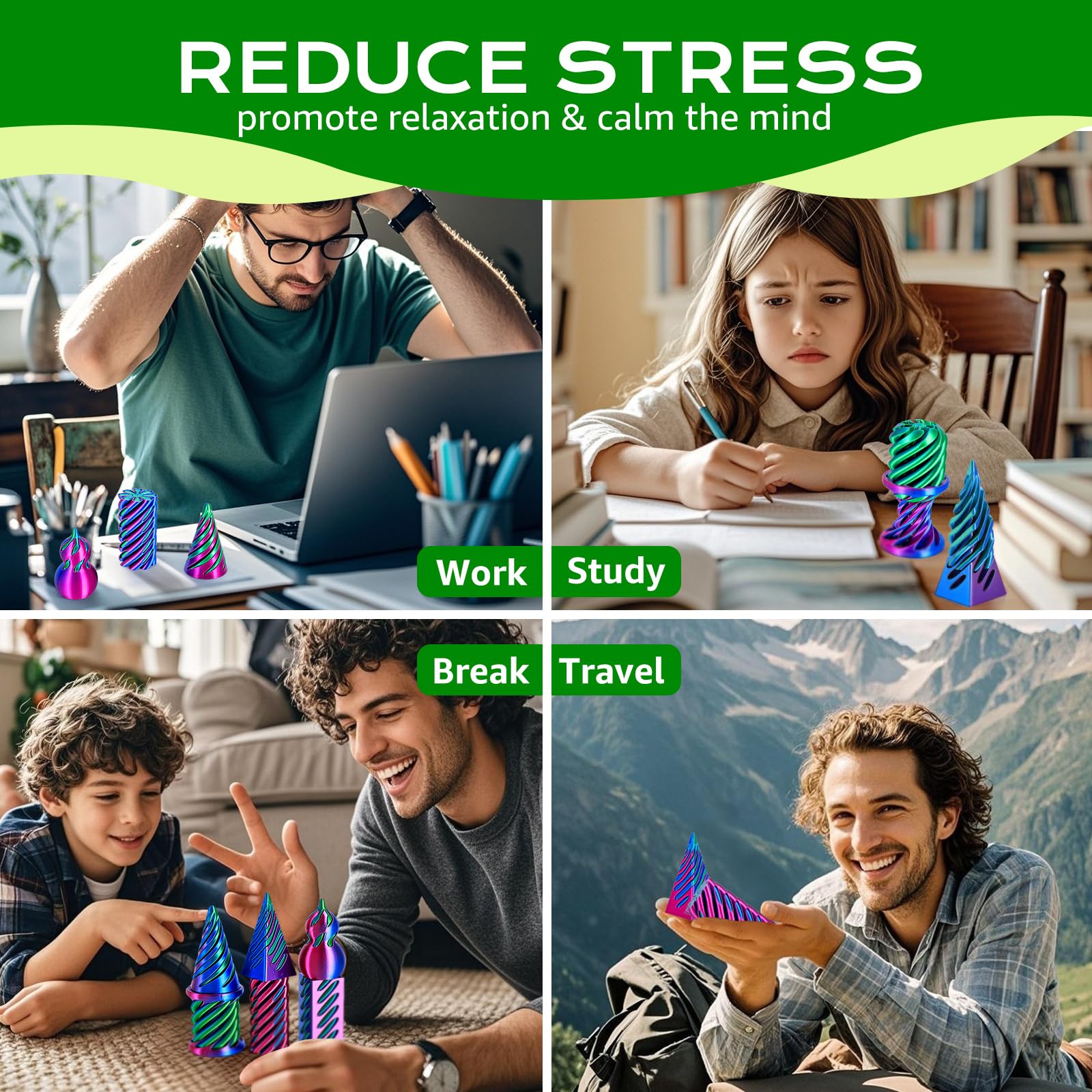 3Dgenius spiral cone fidget gourd shape provides satisfying twists for calm moments