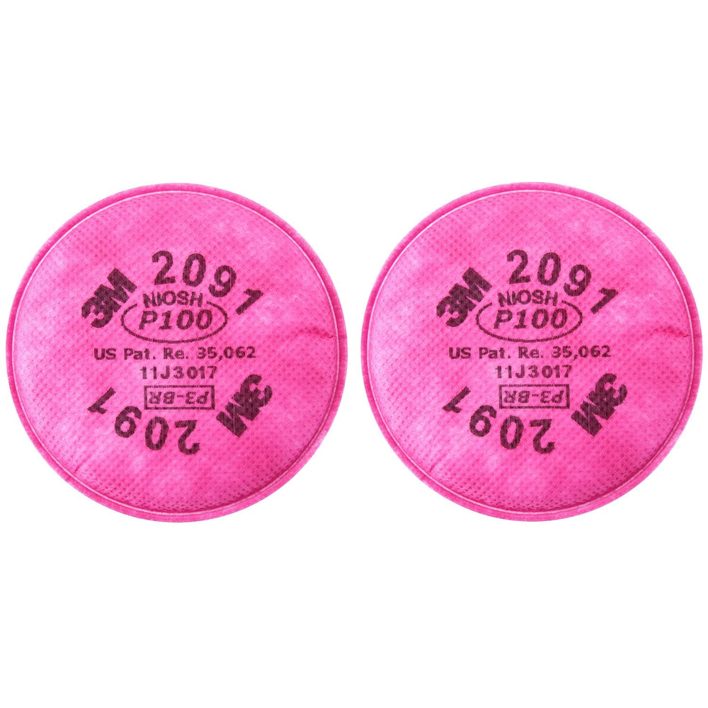 Three-pair pack of 3M 2091 P100 filters for versatile protection.
