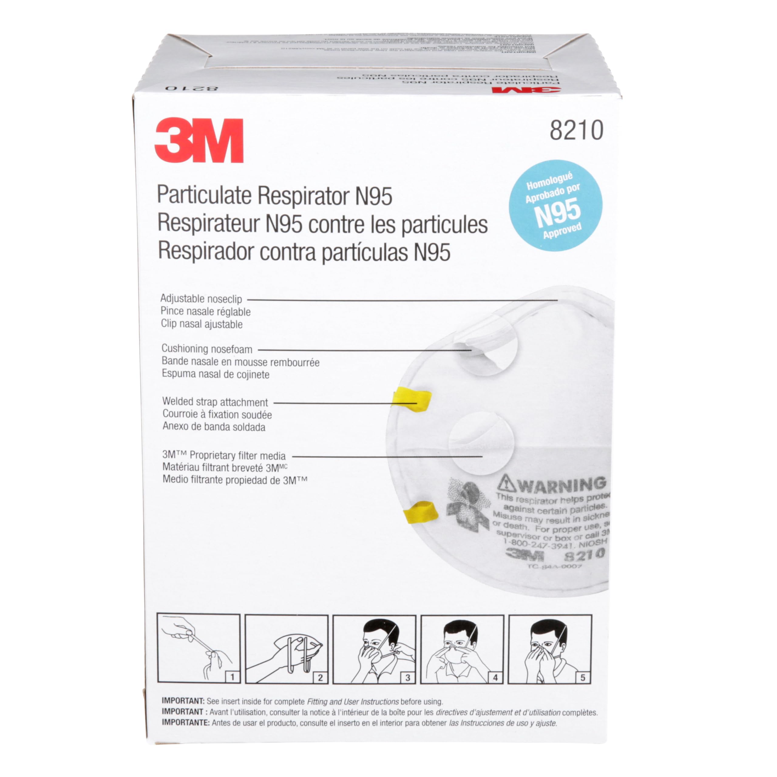 3M 8210 NIOSH approved for non-oil particle filtration.
