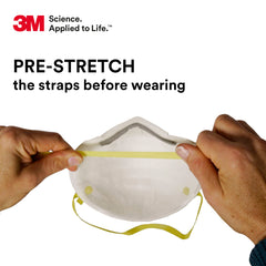 3M 8210 two-strap design ensures secure fit during extended use.
