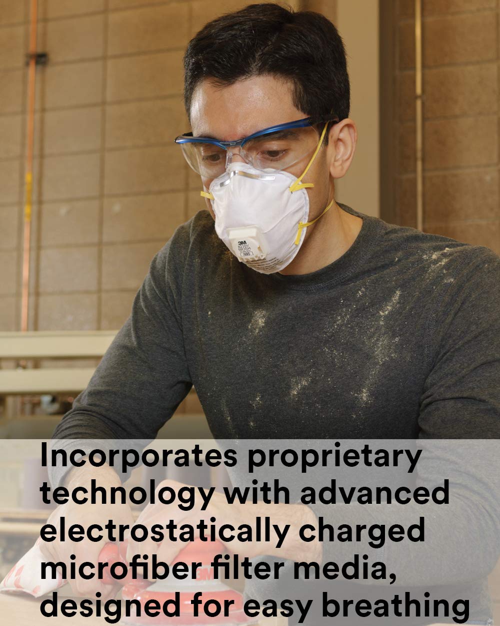 3M 8210V filter media closeup highlighting electrostatically charged fibers.