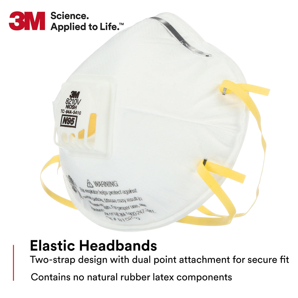 3M 8210V woodworking shop scene with respirator in use.