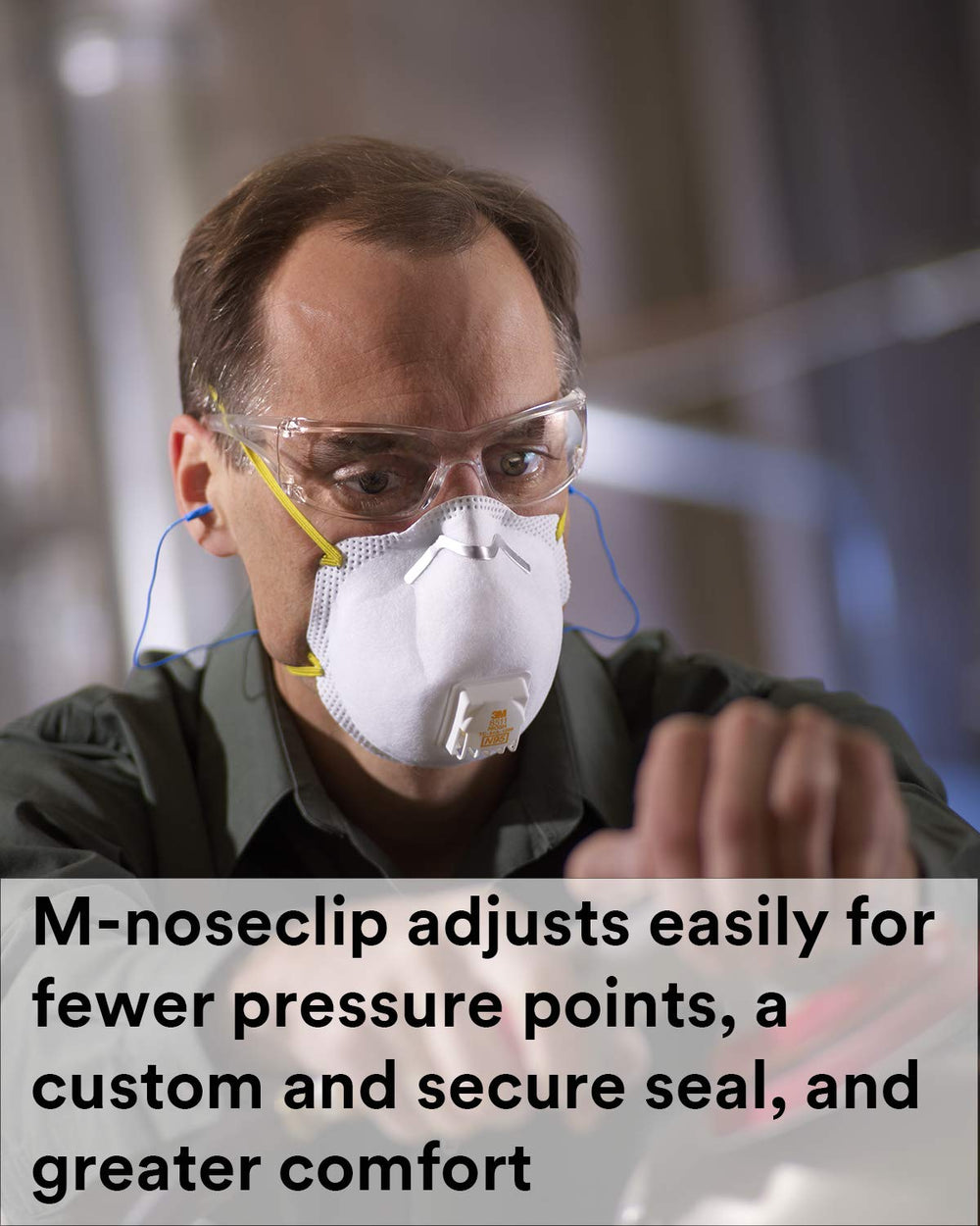 Pack of 10 3M 8511 respirators emphasizing convenient disposable protection