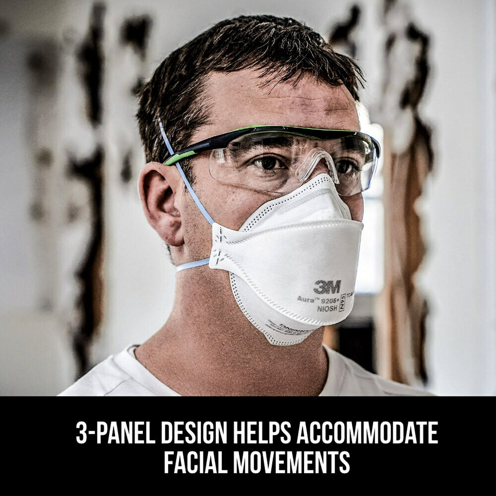Embossed top panel reduces eyeglass fogging during use.