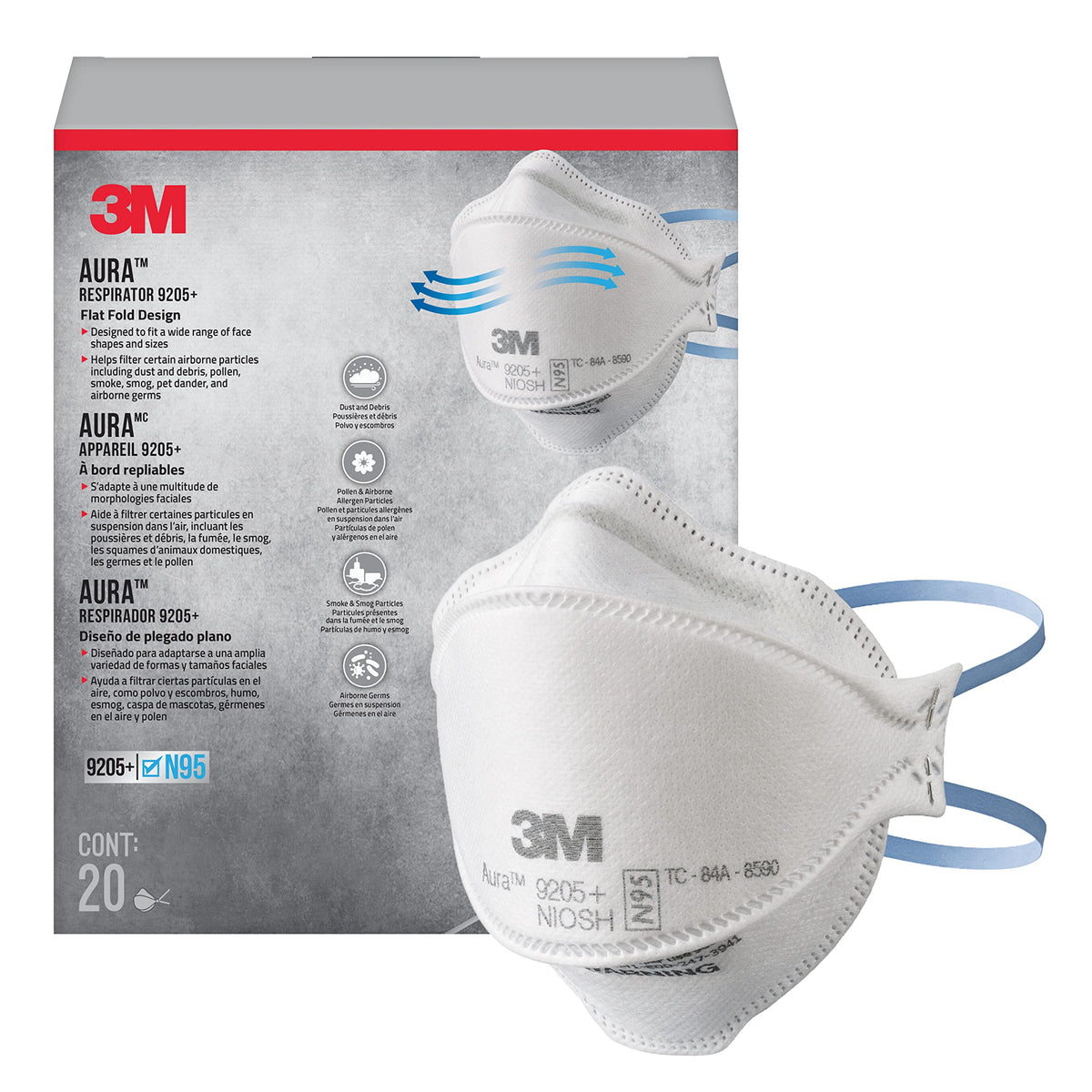 3M Aura 9205+ N95 facepiece offers reliable filtration for dusty tasks.