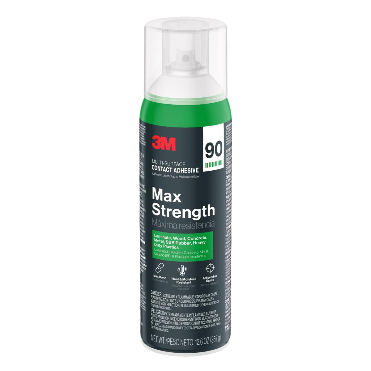 3M Max Strength 90 adhesive spray on various surfaces delivers a strong bond.