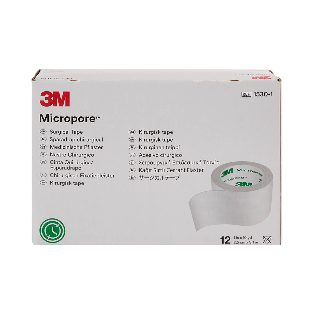 3M Micropore white tape box12 packaging for bulk hospital supplies.