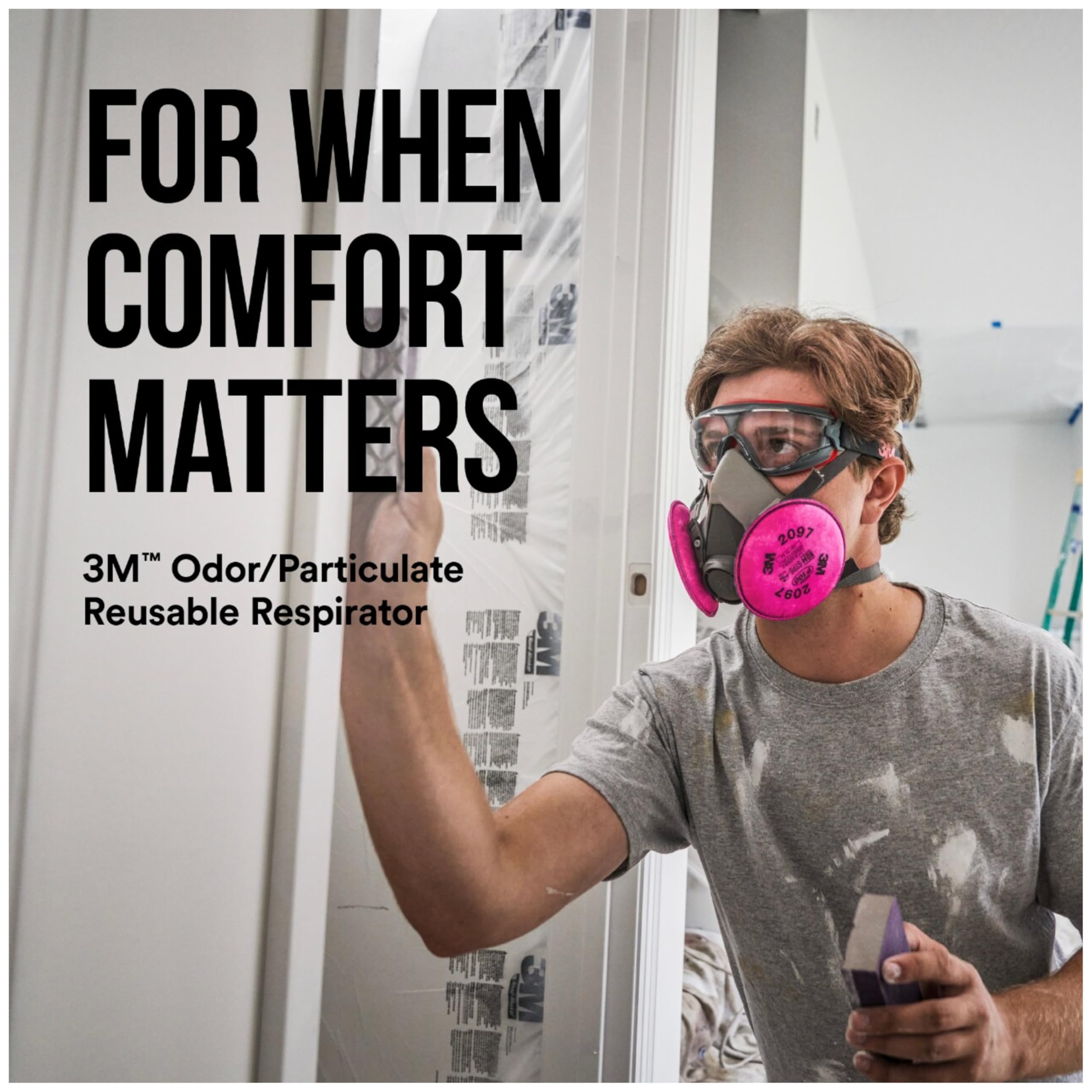3M P100 filters in action highlighting high filtration efficiency against aerosols.