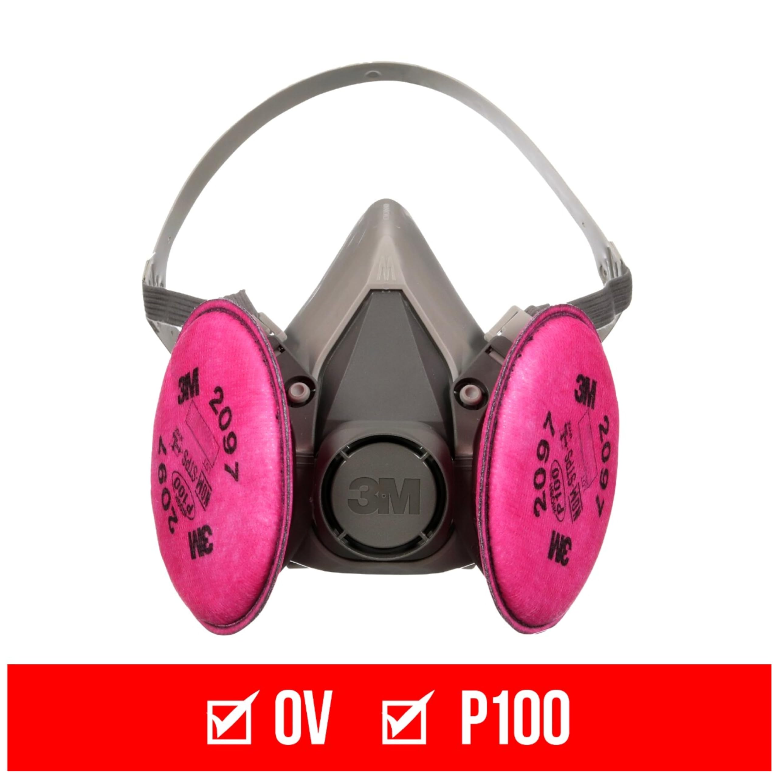 3M P100 respirator side view with adjustable straps for personalized fit.