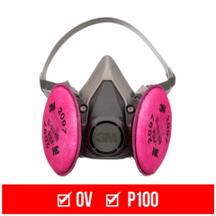 3M P100 respirator side view with adjustable straps for personalized fit.