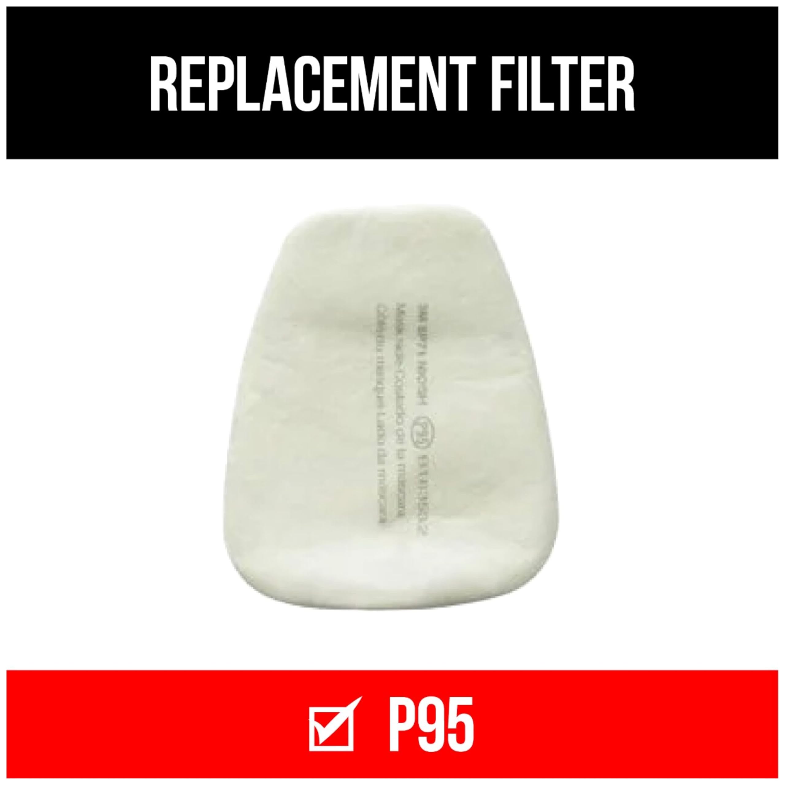 Five pairs of 3M P95 filters ready for quick replacement on-site.