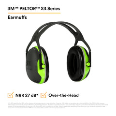 3M PELTOR X4A side view earmuffs with secure, lightweight fit.