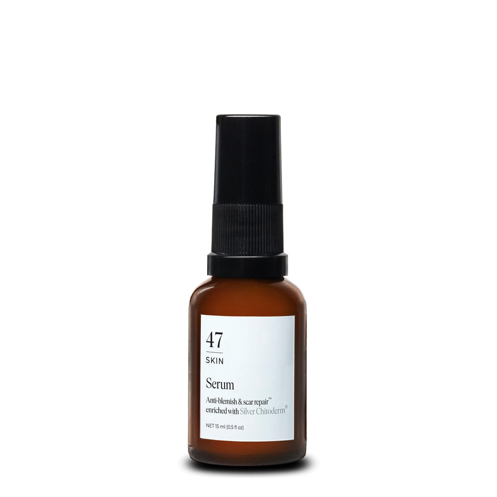 47 Skin hydrating serum bottle demonstrates daily moisture for all skin types.