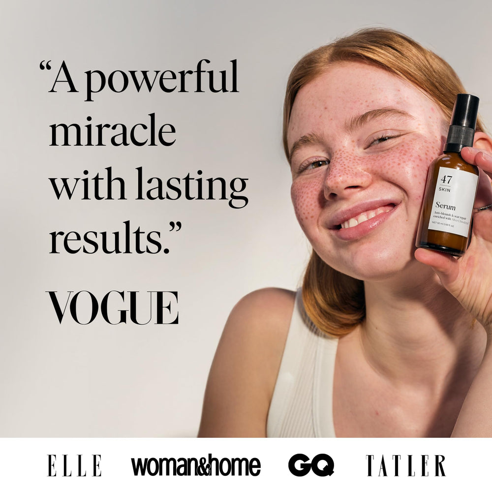 47 Skin serum texture close-up reveals lightweight, non-greasy feel.