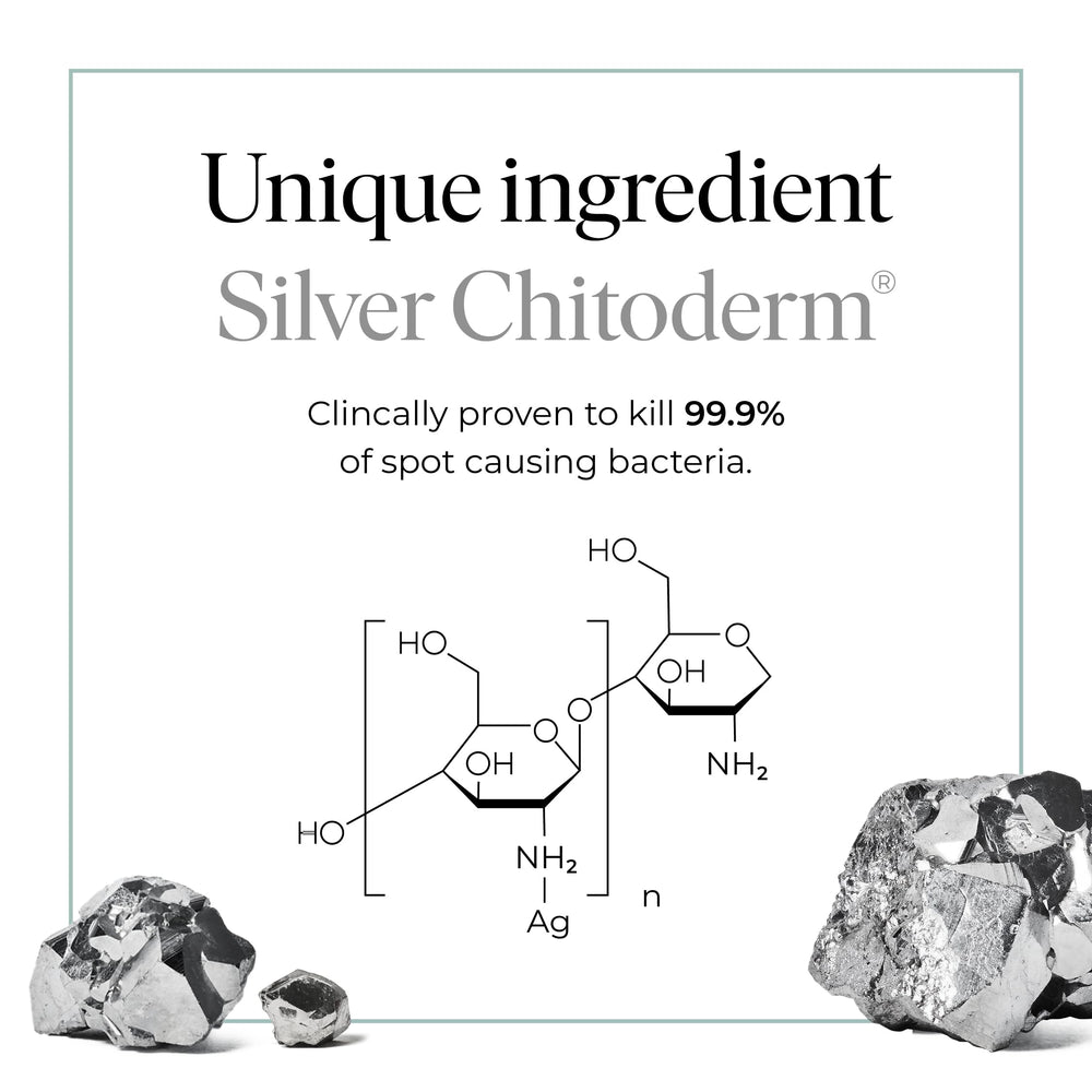 47 Skin Silver Chitoderm illustration highlights calming, protective care.