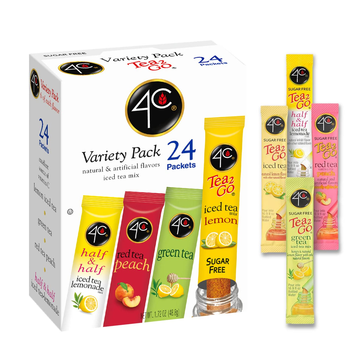 4C powder drink mix iced tea flavors ready to refresh your water