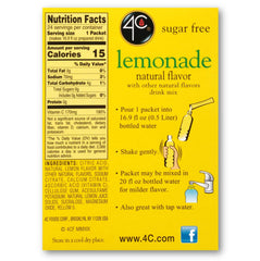 4C Singles Stix Lemonade on-the-go sticks dissolve easily in water.