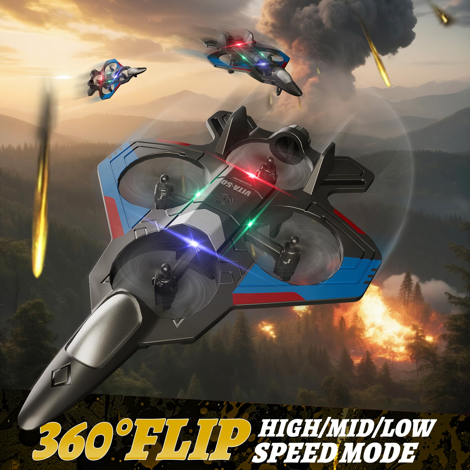 4DRC RC Plane LED night-flight shows glowing trails for evening play