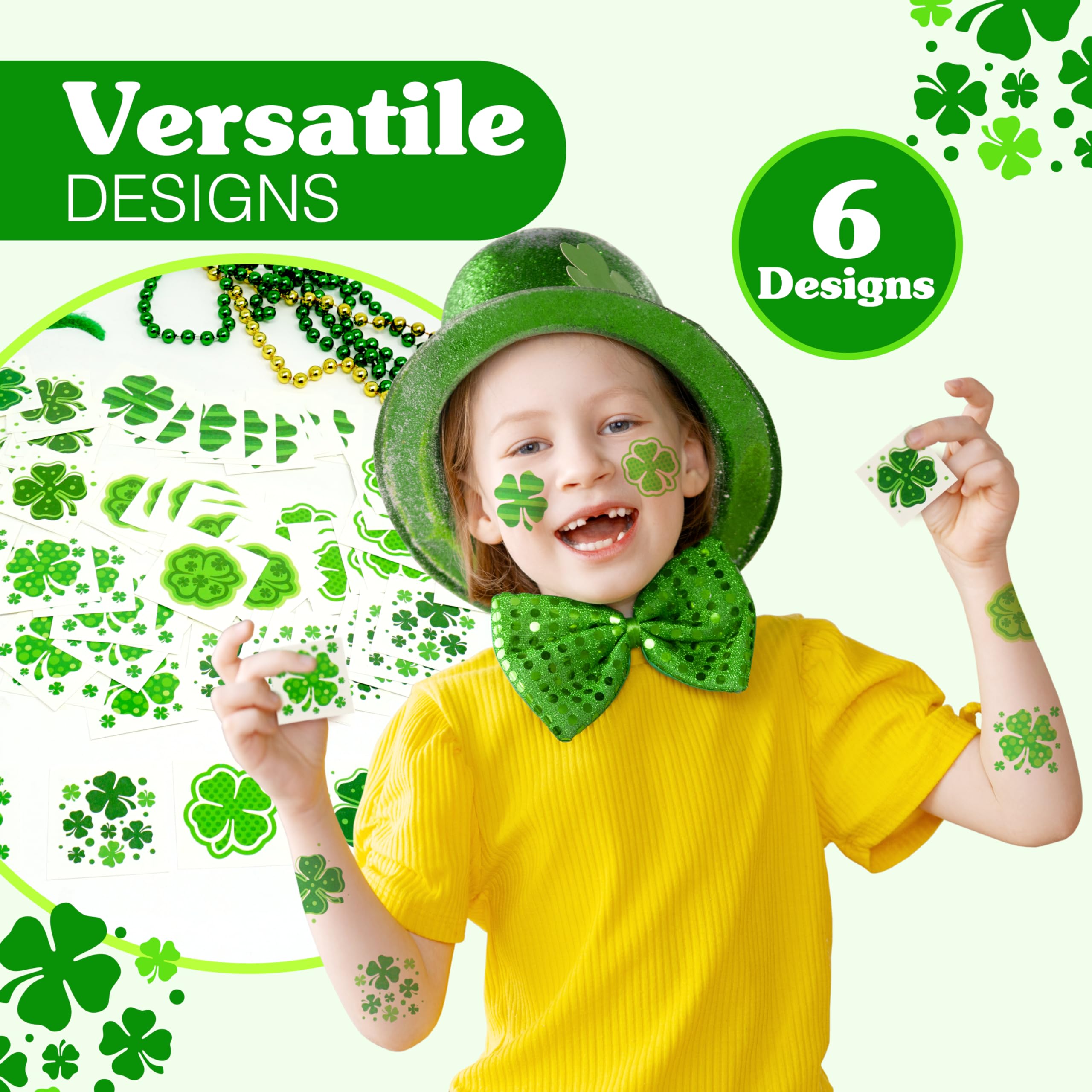 4E's Novelty shamrock tattoos for family celebrations and gatherings