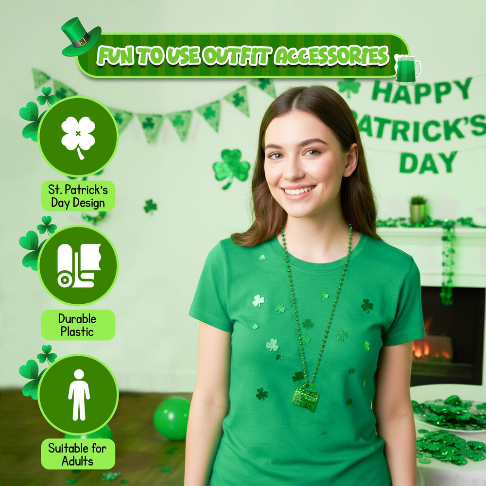 4E's Novelty green bead necklace table decorations for events.