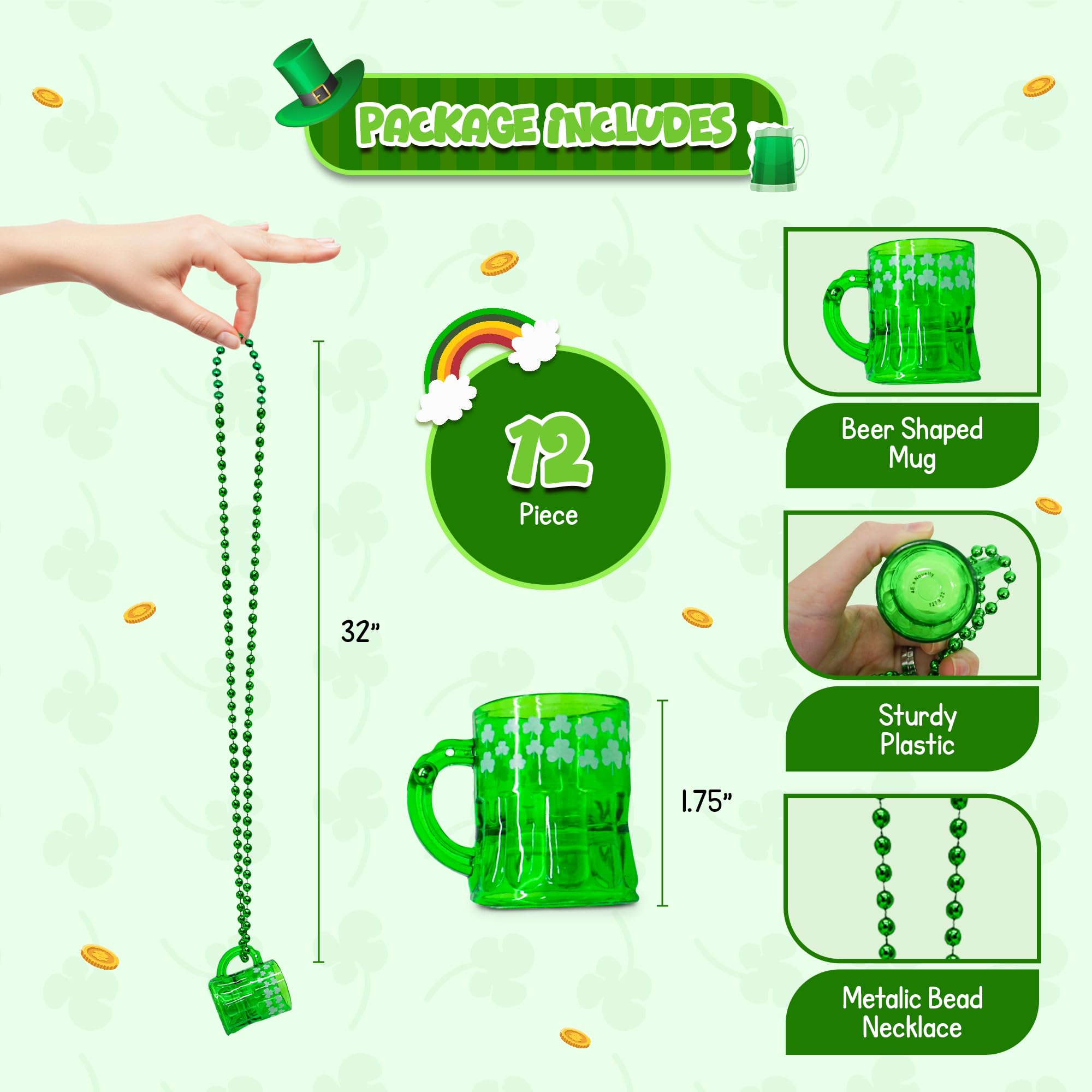 4E's Novelty Irish parade beads for celebration.