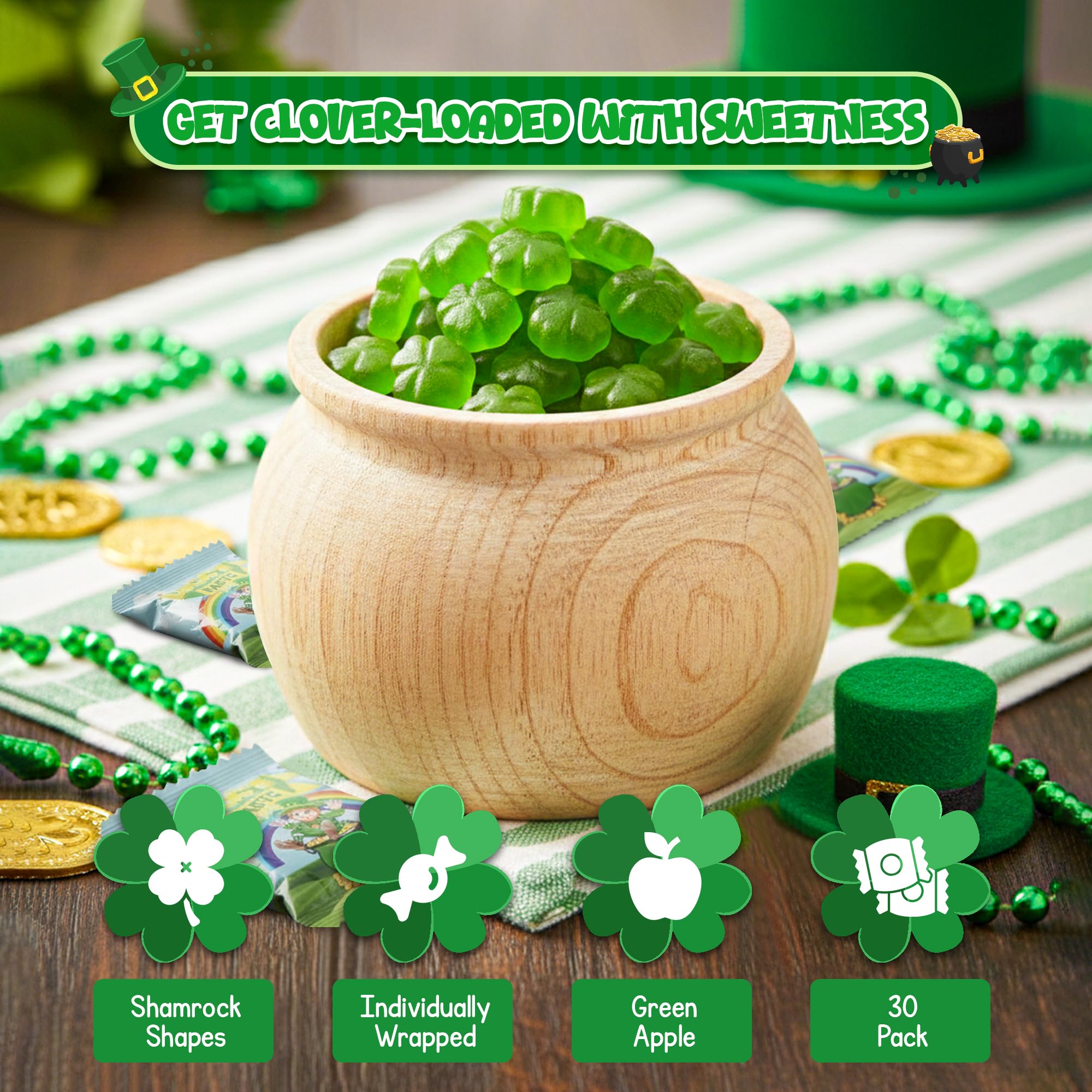 4E's Novelty shamrock gummies gift bags ready to share