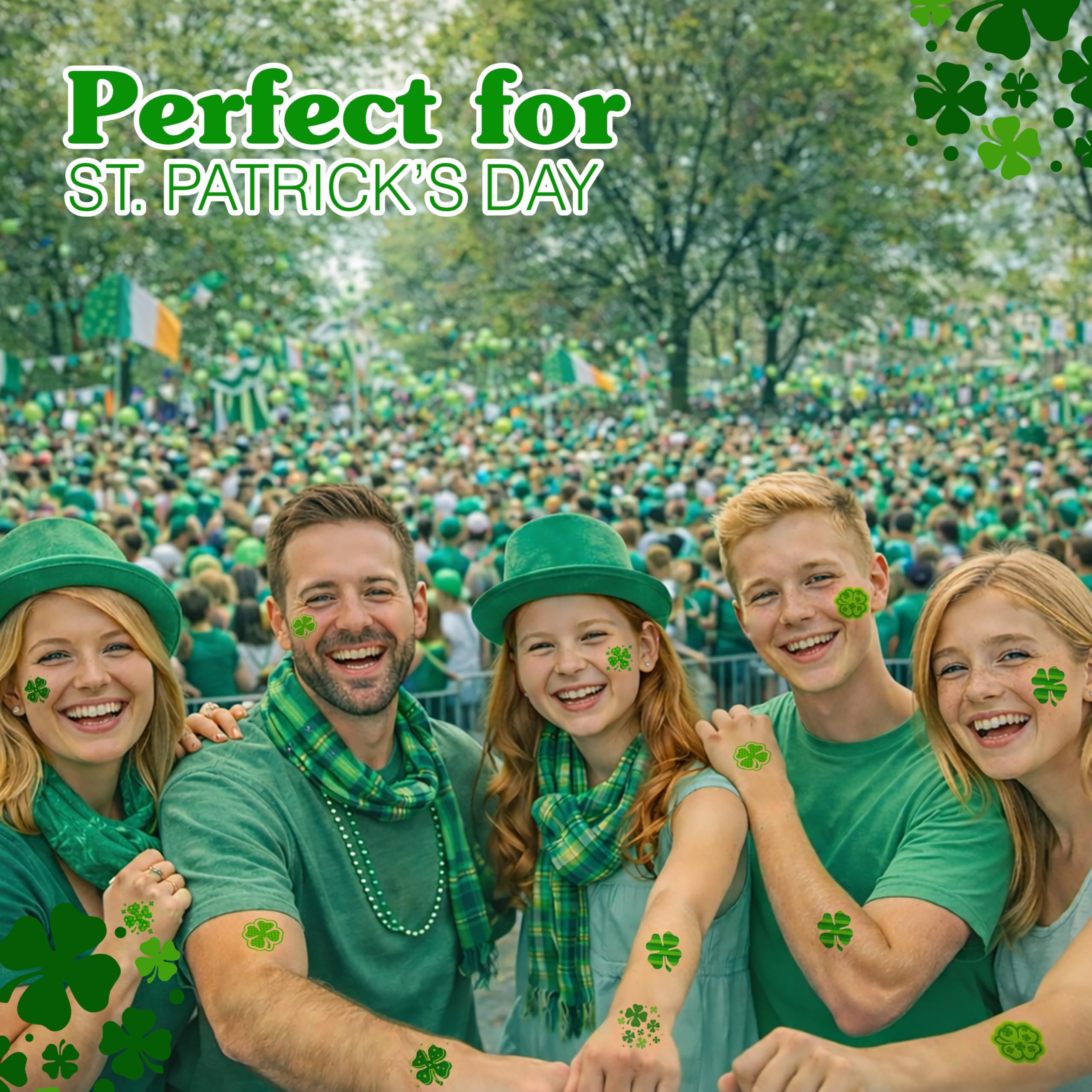 4E's Novelty shamrock tattoos apply easily and last for hours