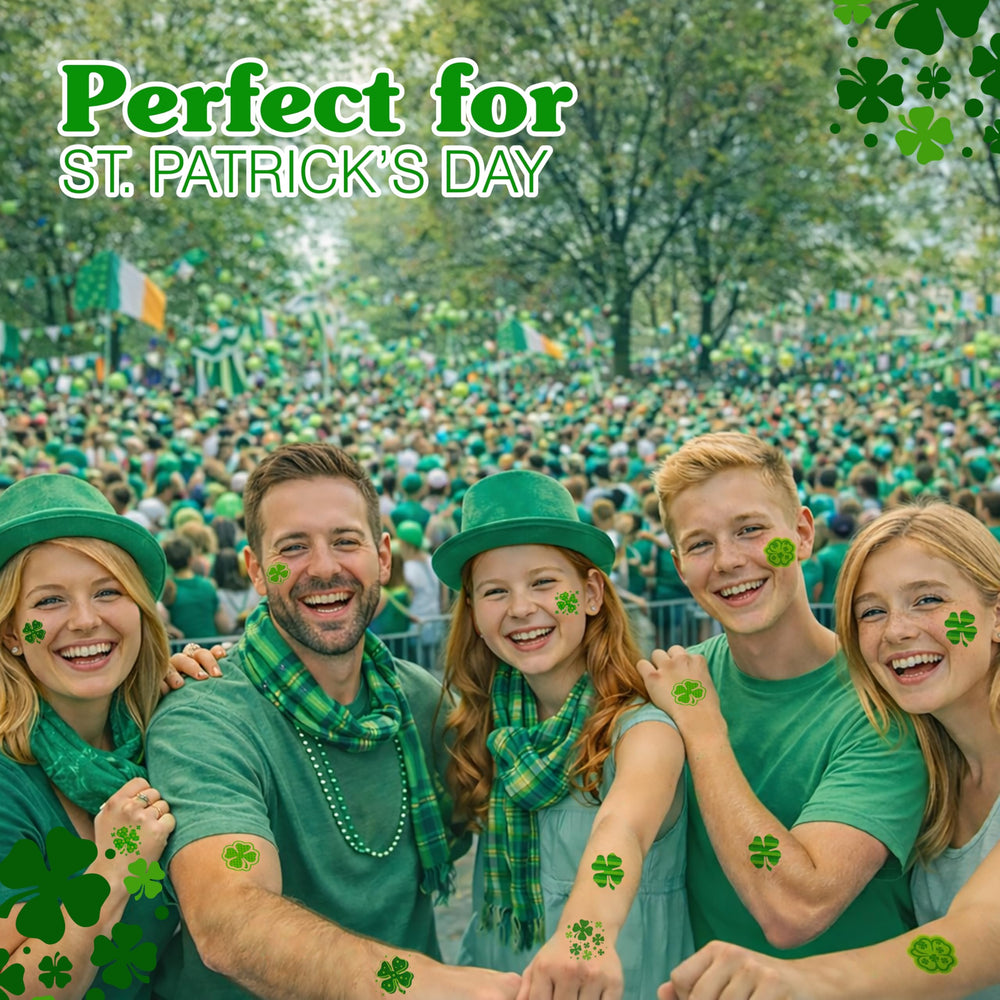 4E's Novelty shamrock tattoos apply easily and last for hours