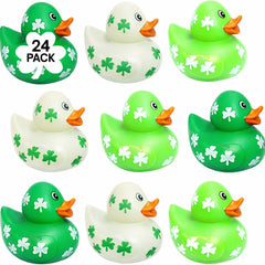 4E's Novelty St Patrick's Day duck with green shamrock for party decor