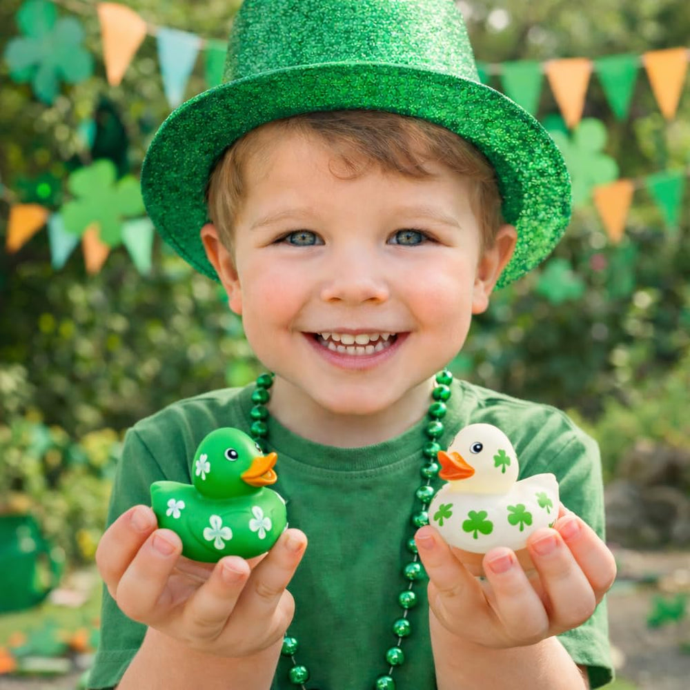 4E's Novelty St Patrick's Day duck closeup shamrock detail for gift ideas