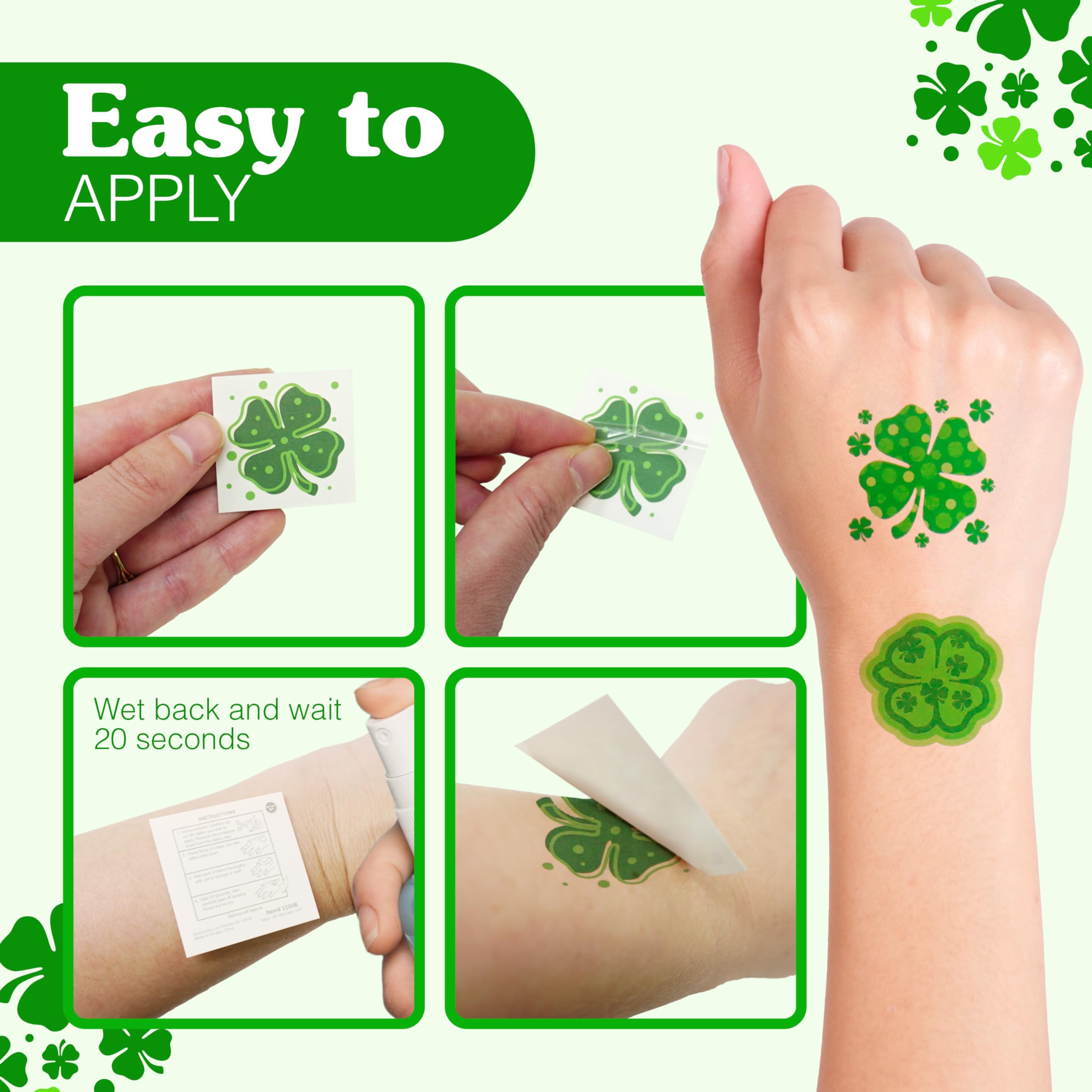 4E's Novelty versatile shamrock tattoos designs for all ages