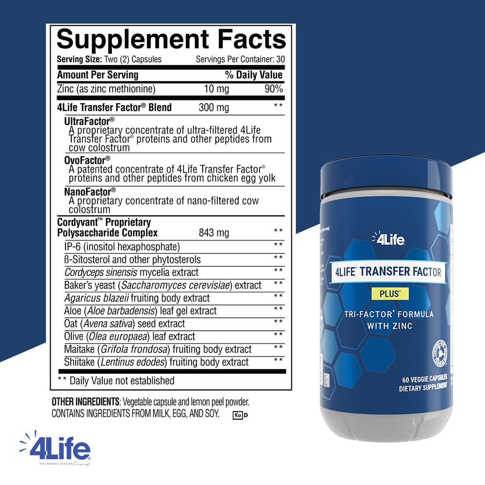 Close-up of 4Life Transfer Factor Plus capsules for easy daily wellness.